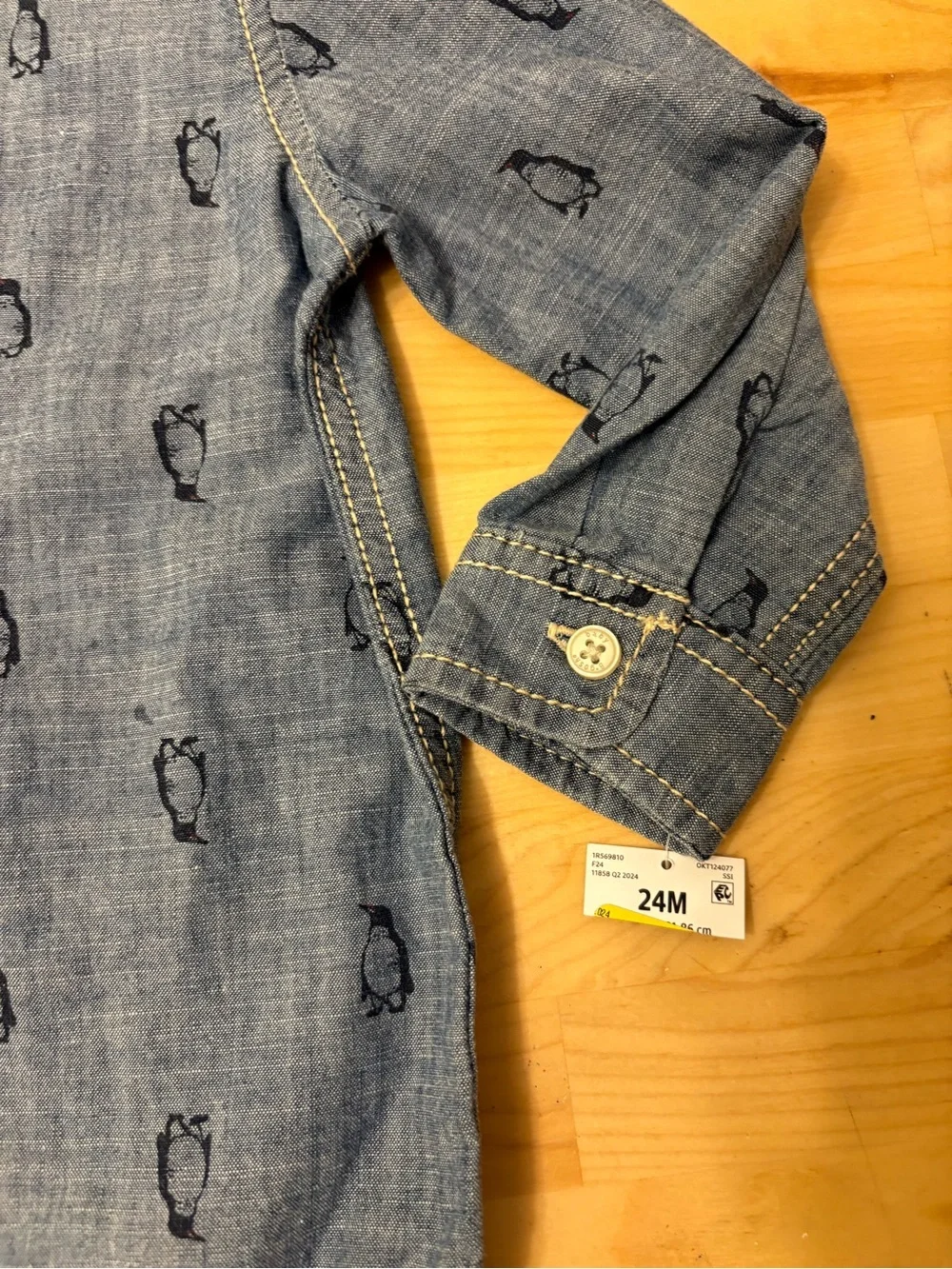 OshKosh B'gosh Blue Denim Penguin Print One-Piece Bodysuit